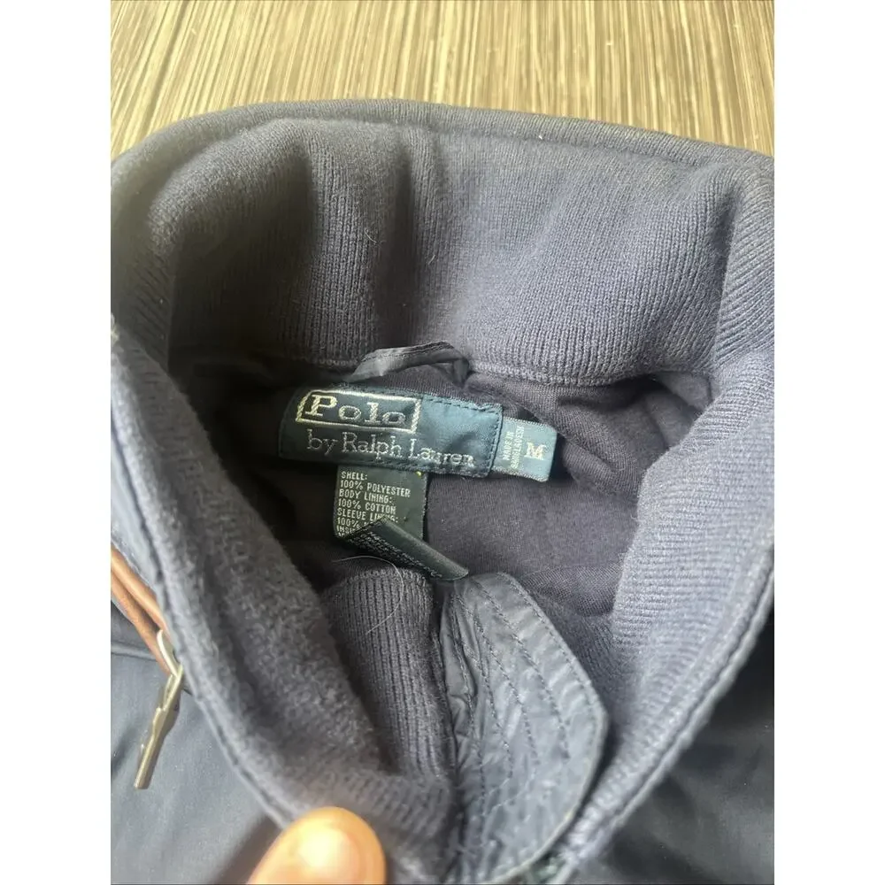 Vintage Polo Ralph Lauren Jacket Men’s M Navy Blue Harrington Full Zip Pockets